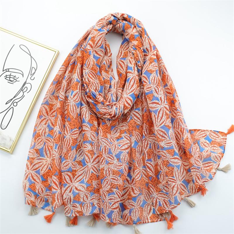 Autumn Fashion Ink Painting Floral Tassel Viscose Shawl Scarf Lady High Quality Wrap Pashmina Stole Bufandas Muslim Hijab Sjaal