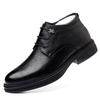 Cotton Shoes For Men 2024 Winter Warm Plus Velvet Business Formal Leather Shoes Men's Shoes High Top Dad Cotton Leather Shoes