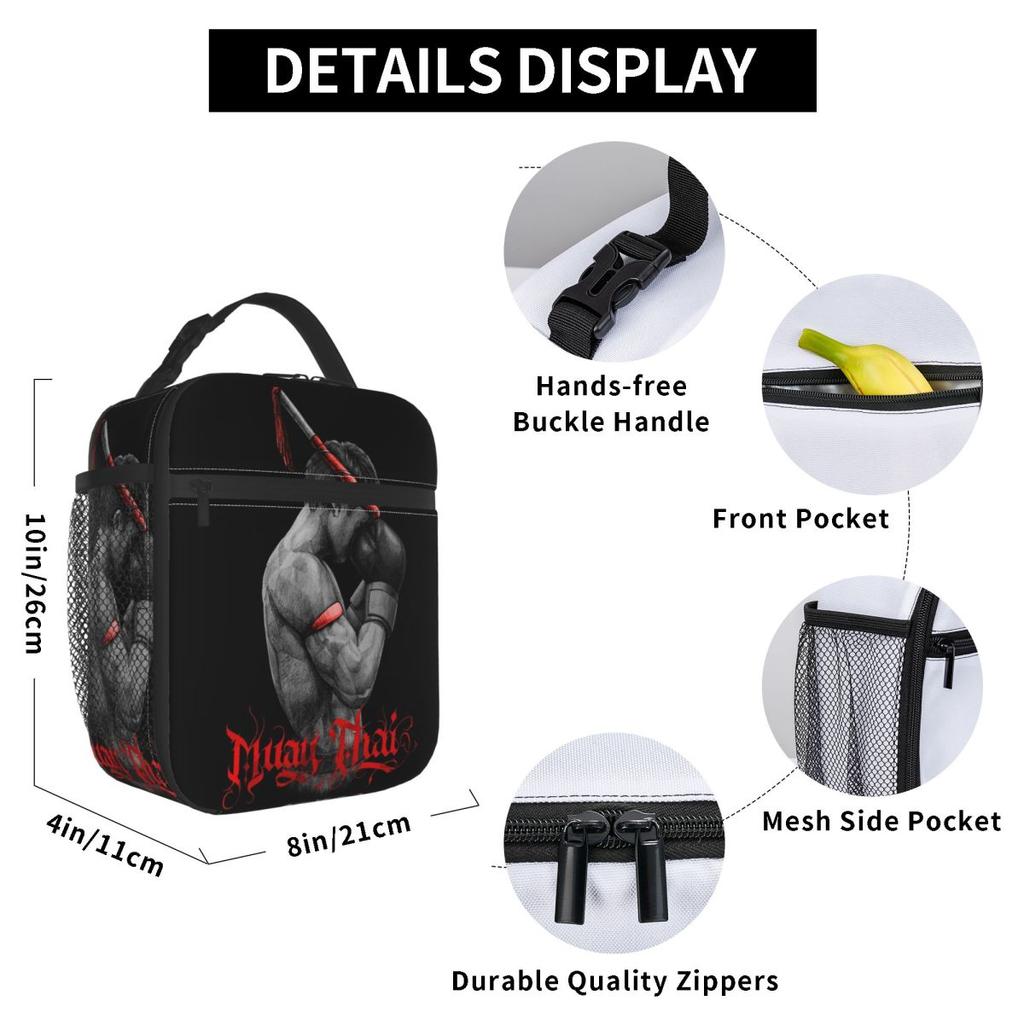 Muay Thai Boxing Fighter Insulated Lunch Bag for Women Children Portable Food Boxes Thermal Lunch Box Tote