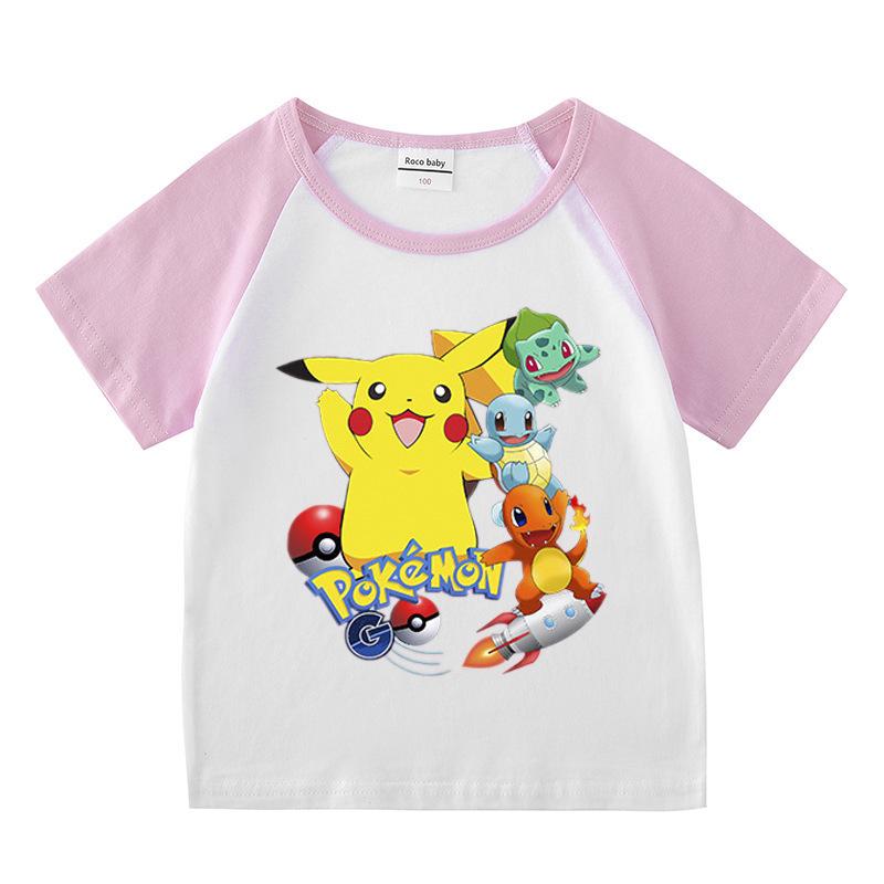 Pikachu Kids' Summer 2023 Short Sleeve T-shirt & Shorts Two-Piece Set