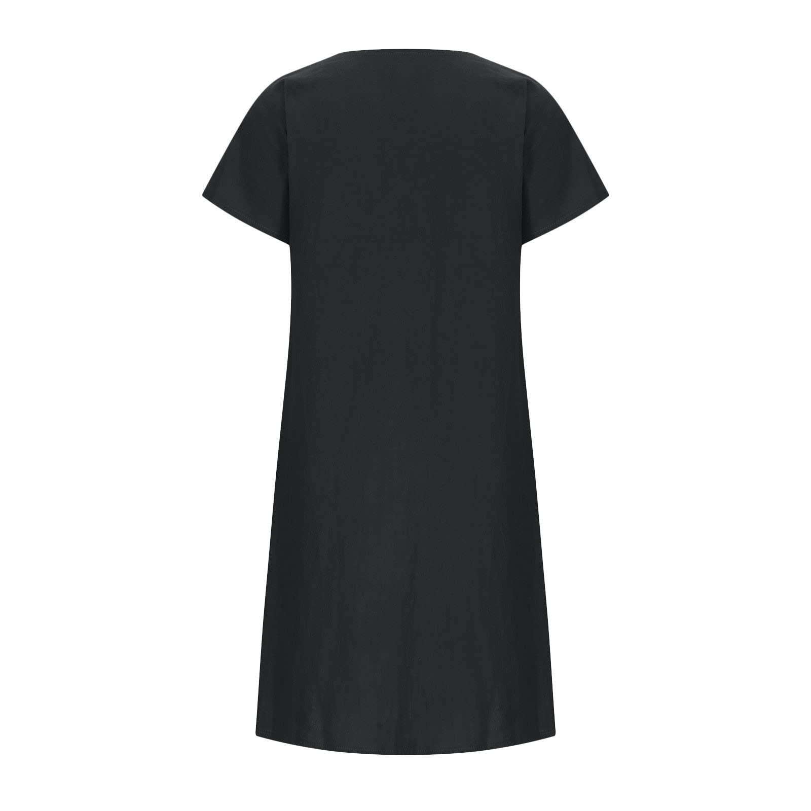 Женские летние платья Женское хлопково-льняное платье с рюшами и V-образным вырезом — фото 4