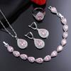 925 Silver Jewelry Set Water Drop Shape Zircon Gemstone Ring Earrings Pendant Necklace Bracelet for Women Wedding Gift