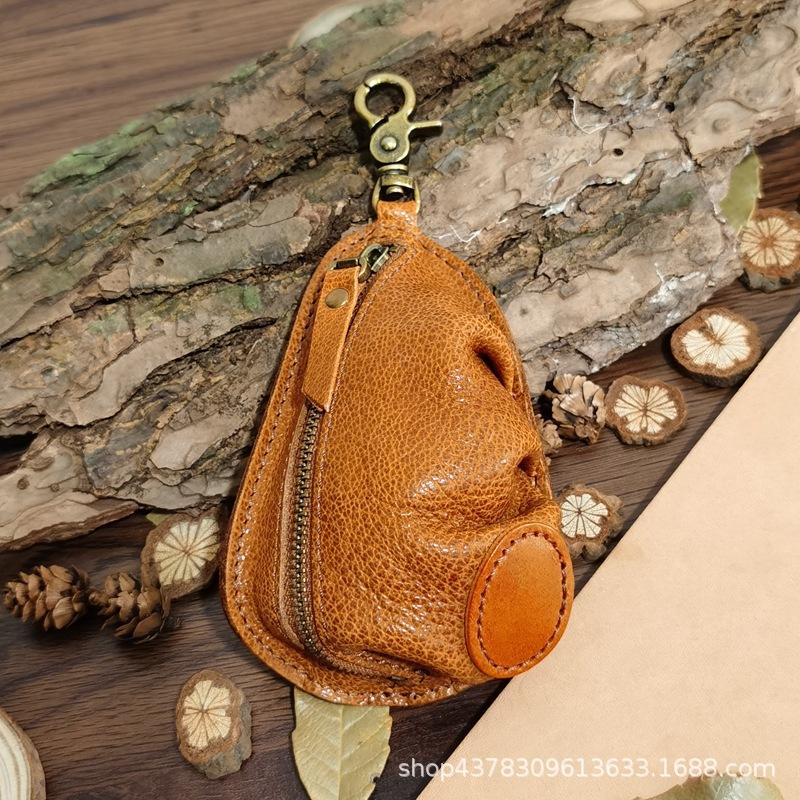 Taillenhängende große Kapazität Reißverschluss Retro Leder Handgemacht Münz- Koreanischer Ins Multifunktional Reines Rindsleder Autoschlüssel Tasche