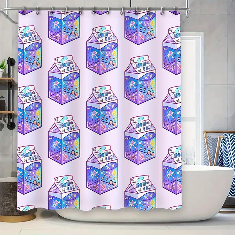 

Anime Shower Curtain Japanese Kawaii Room Decor Cute Cartoon Backdrop Washroom Decor Bathroom Set Artistic Home Textile W60H190(CM)-1 Pcs