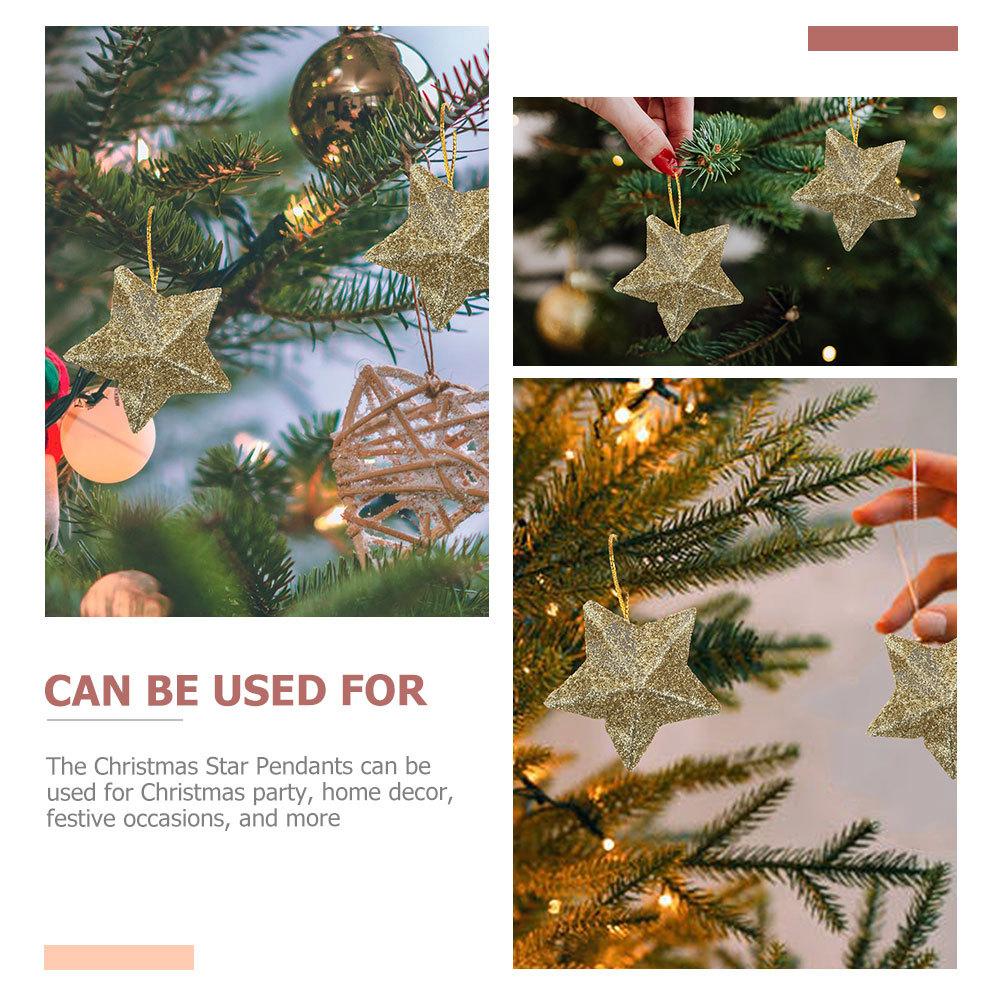 30 Stück Glitzersterne Hängende Ornamente 3D Weihnachtsbaum Dekor Party Szene Layout Weihnachten Anhänger Festliche Dekoration Baum Dekoration