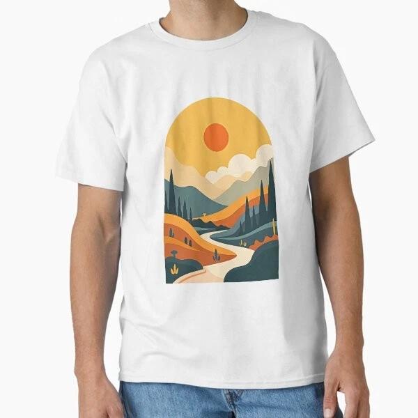 Minimalist Modern Art Landscape In Earthy Colors Made In UsaAus TShirt S2xl S
