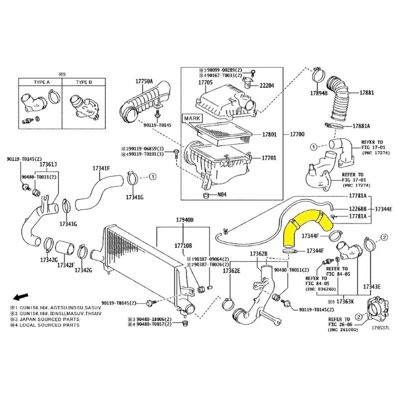 Engine Output Enhancer Intercooler Hose Strong Plastic Intercooler Link 17302-0E021 Improves Efficiency Power for HiLux