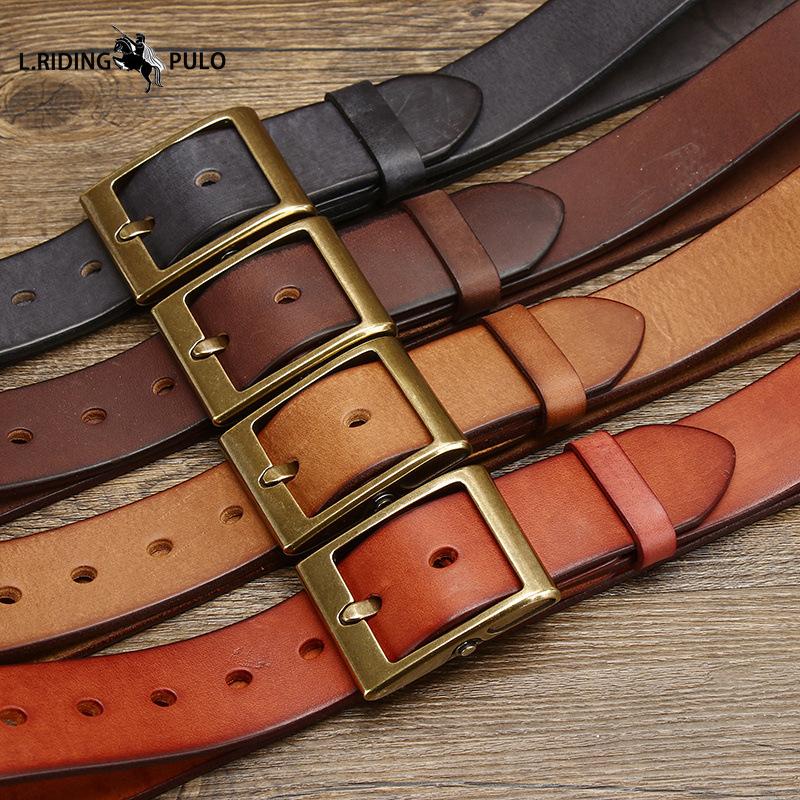 Thickened Genuine Leather Cowhide Belt Men's Genuine Leather Pin Buckle Retro Copper Buckle Casual All-match Belt