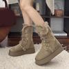 Fashion Fur Snow Boots Women Autumn Winter Shoes New Thick Bottom Furry Warm Padded Short Boots Lace Up Solid Casual Plush Ankle Botas