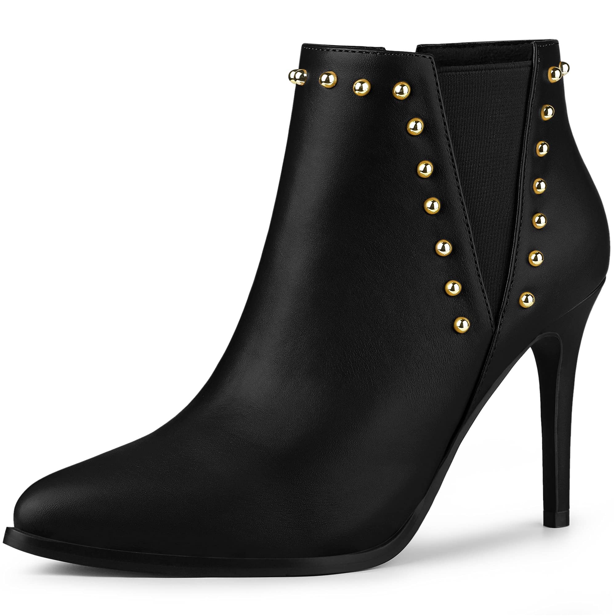 

Allegra K Chelsea Ankle Boots with Rivets, Pointed Toe, Stiletto Heels, Women s, Black, Size 26.0 cm