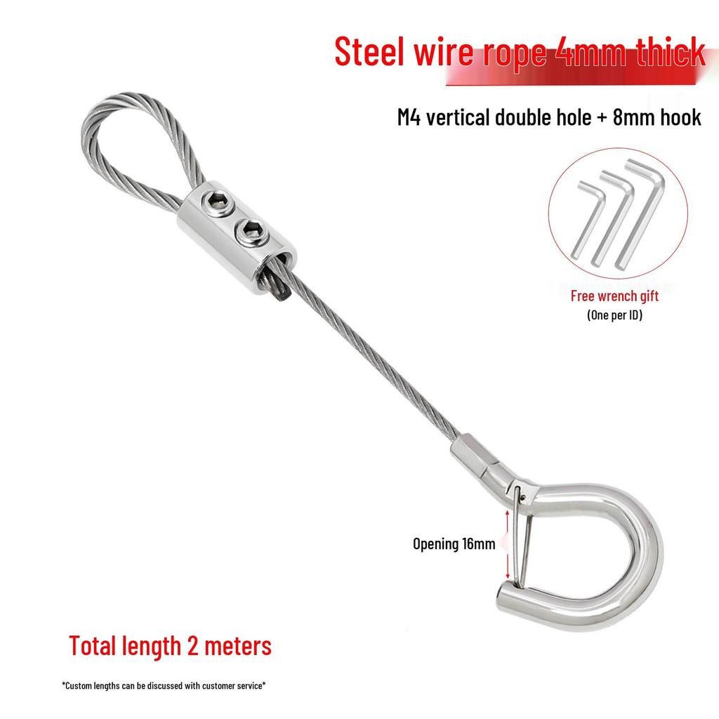 304 Stainless Steel Wire Rope Lock Buckle, 1-4mm Adjustable Hanging Picture and Lighting Wire Hook Adjuster