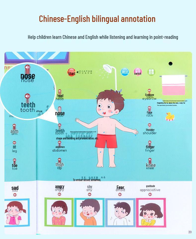 Bilingual Audio Encyclopedia: Interactive Rechargeable Sound Book for Early Childhood Education