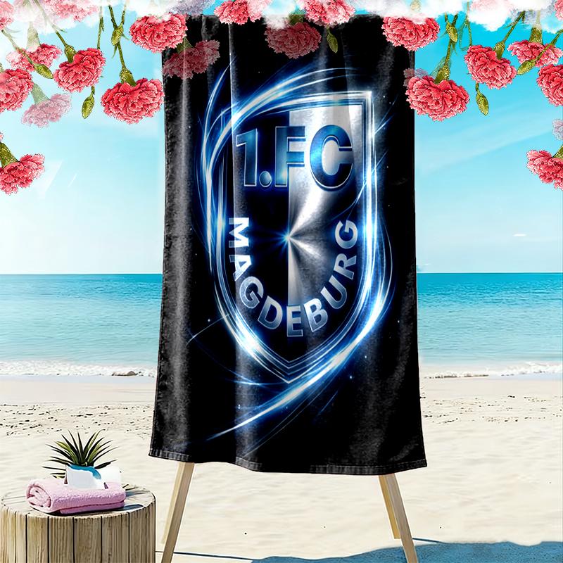 1 Fc Magdeburg Print Beach Towel, Large Soft Quick Dry Towel for Beach Camping Swimming