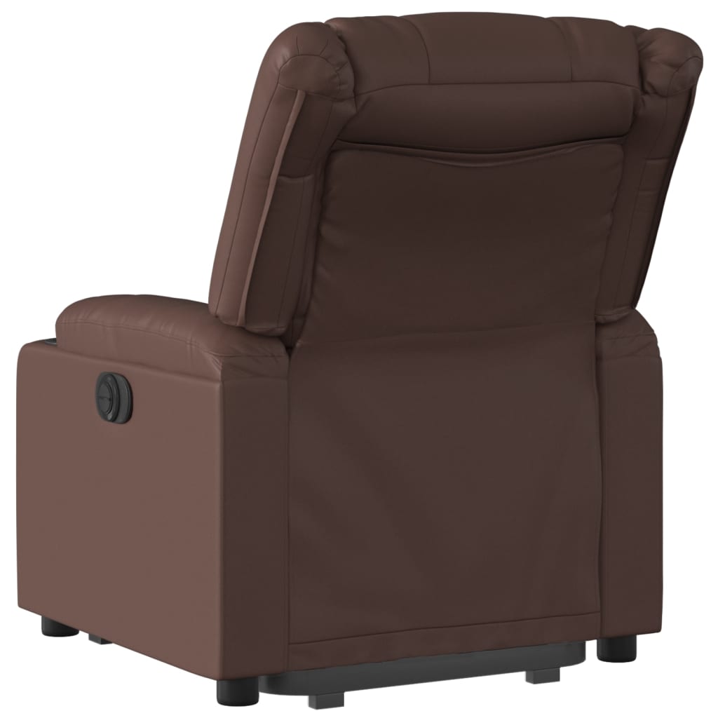 Recliner Chair with Lift Assistance Electric Brown Faux Leather