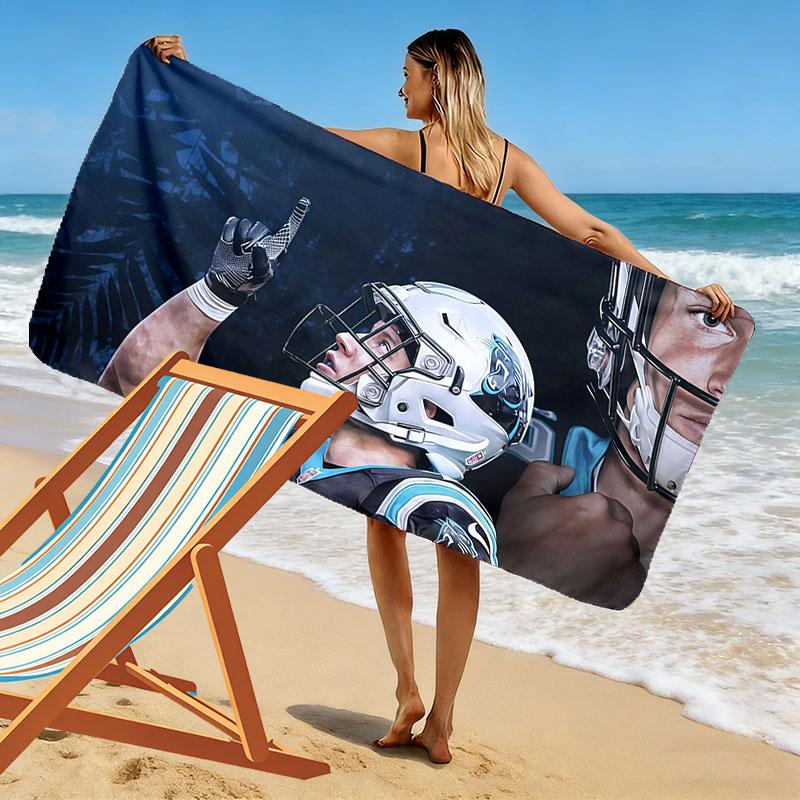Christian McCaffrey Print Beach Towel, Large Soft Quick Dry Towel for Beach Camping Swimming