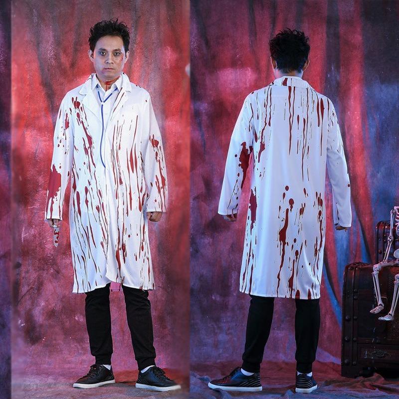 Halloween Horror Costumes Bloody Doctor Nurse Adult Men and Women Bloody Doctor Couple Costumes Performance Costumes