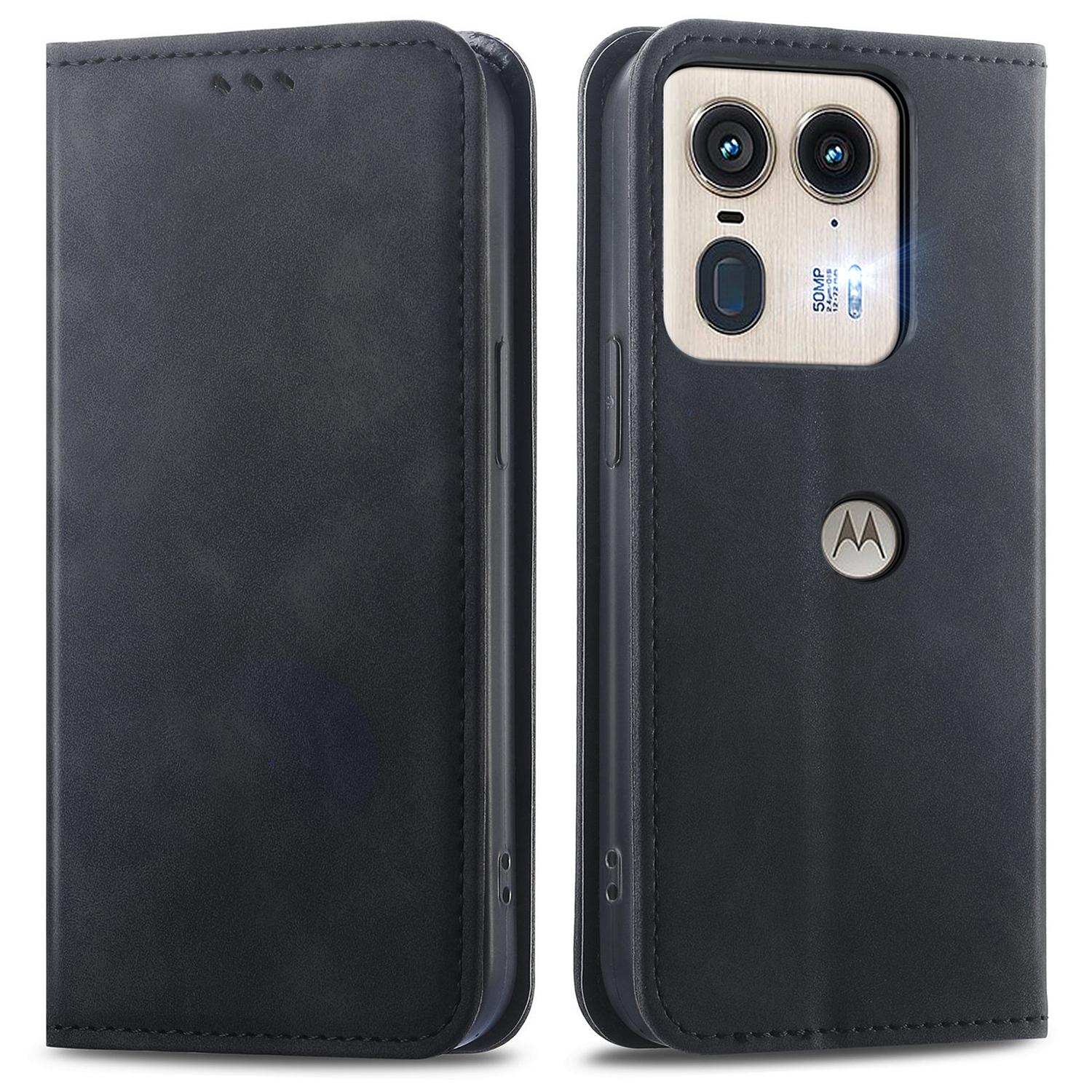 

Чехол для Motorola Edge 50 Ultra 5G/Moto X50 Ultra 5G с отделениями для карт, кожаный чехол для телефона с приятной на ощупь поверхностью Black