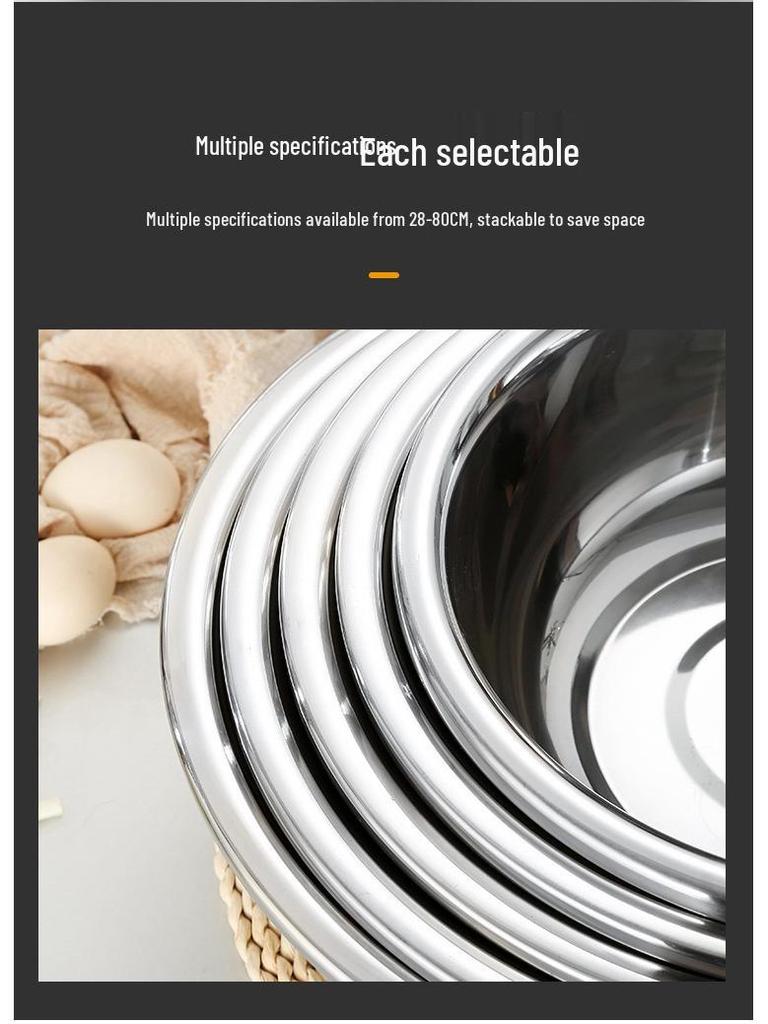 Stainless Steel Basin, Large/Extra-Large: Ideal for Washing Vegetables, Mixing Dough, or Bathing.