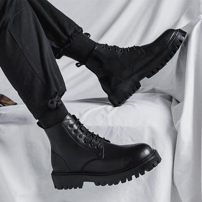 Klassische Herren High Top Stiefeletten Designer Marke Bequeme Dicke Sohle Freizeitschuhe Mann Lederstiefel Motorradstiefel Botas