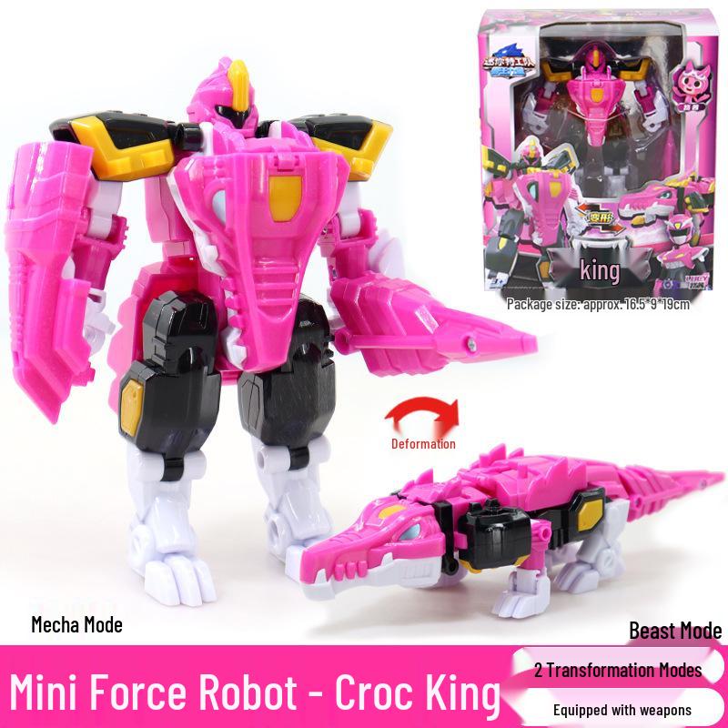 Mini Force 4 Beast King Power: Lion King Warrior Mecha Dinosaur Transforming Toy for Kids.