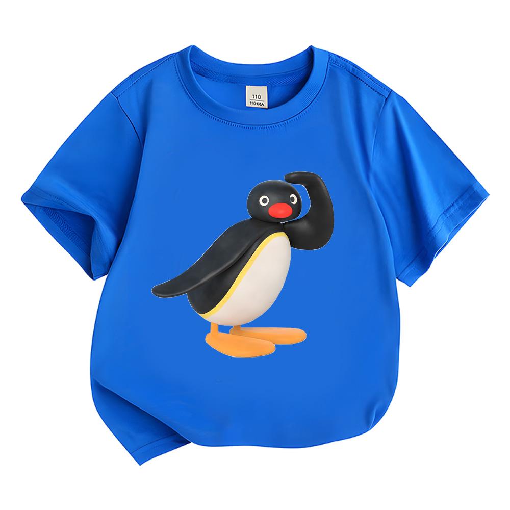 T-shirt Pingu kawaii Boys Girls Kids Clothing Hip Hop Tops Short Sleeves Sports Fashion Streetwear Manga/Comic Tees Toddler