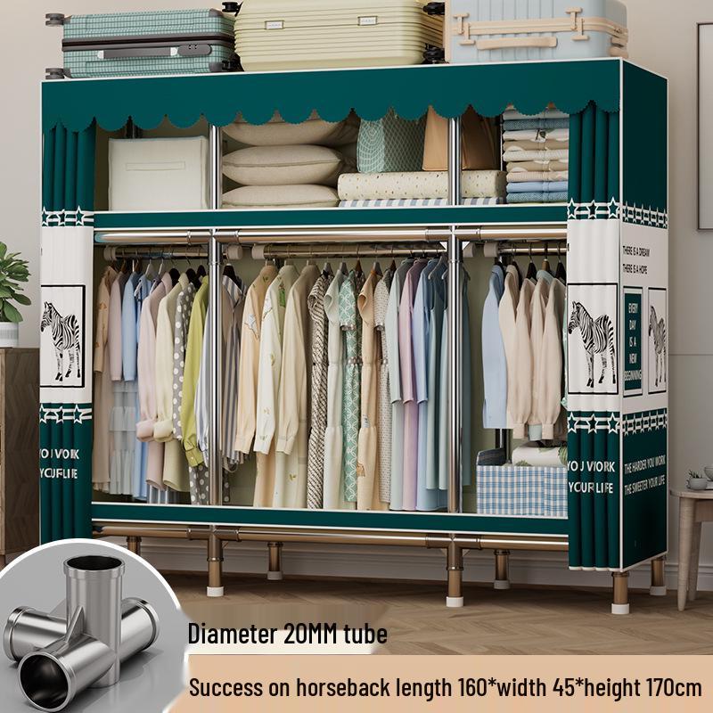 Sturdy Reinforced Steel Frame Fabric Wardrobe for Home & Bedroom Use
