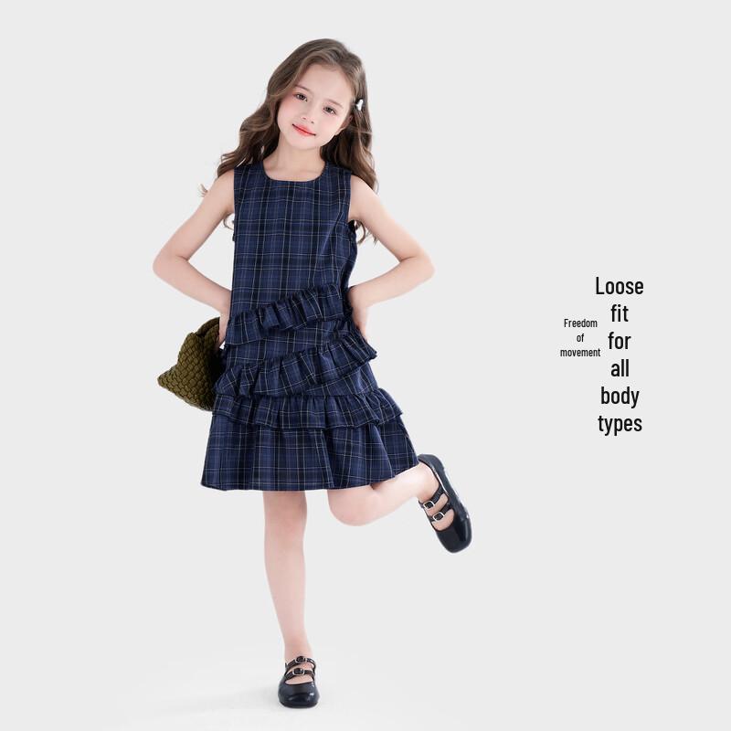 Girl's Plaid Ruffle Sleeveless Dress