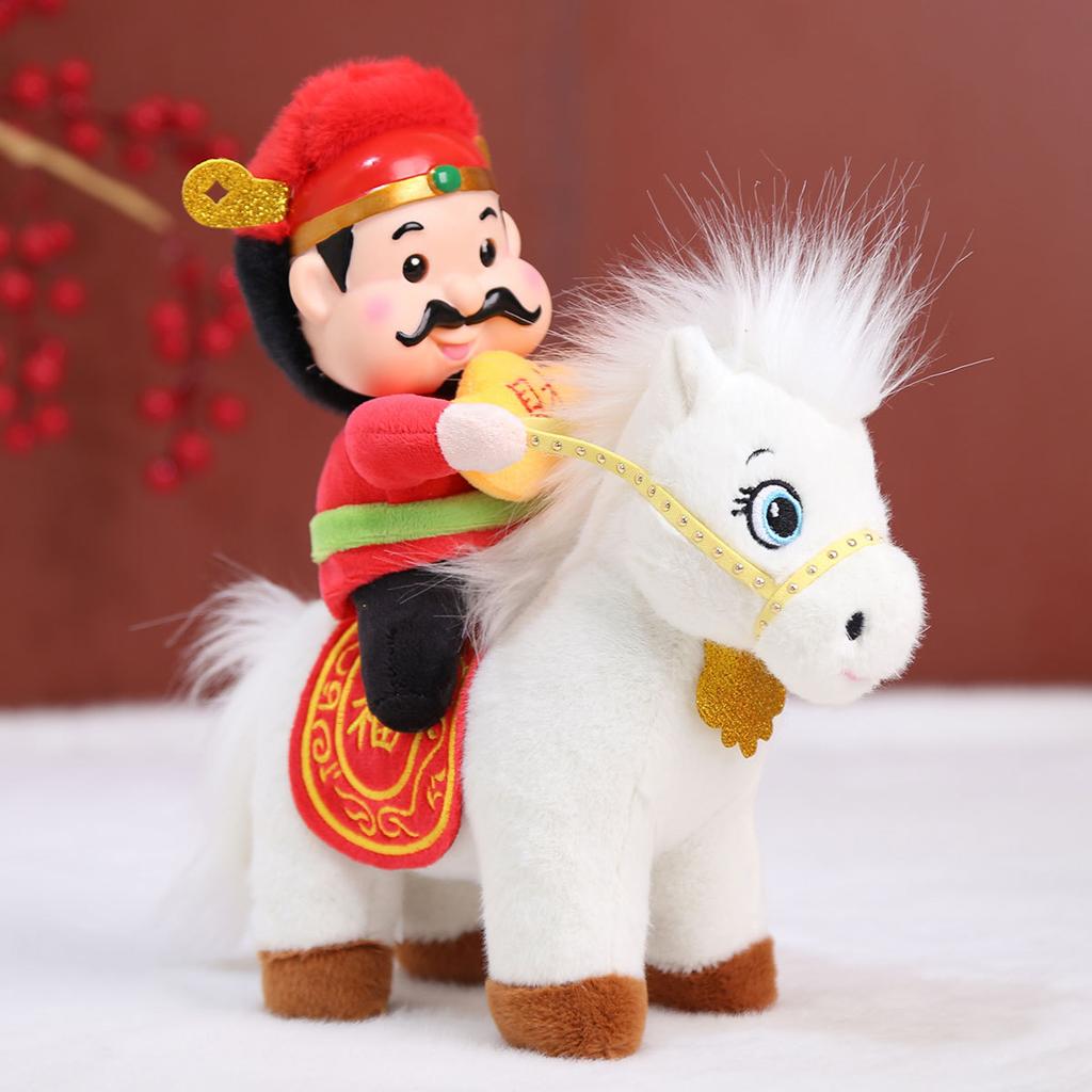 Festive vinyl God of Wealth riding doll New Year's zodiac horse year mascot horse success New Year's ornament