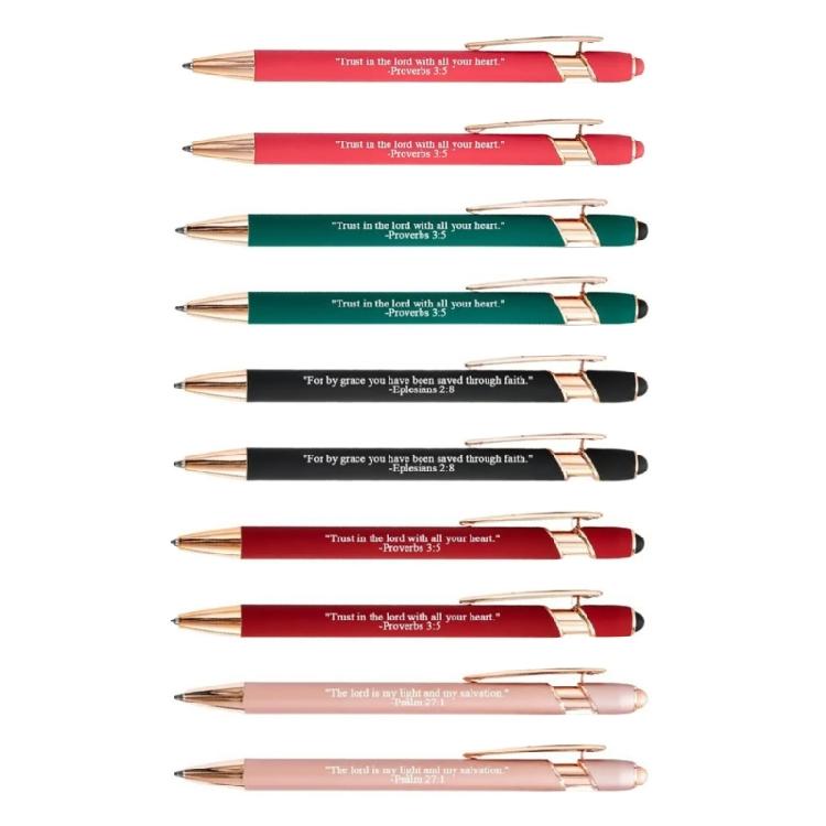 10Pcs Bible Verses Ballpoint Pens Ergonomic Grip ABS Retractable Ballpoint Pen for Students Adult Writing Note Taking