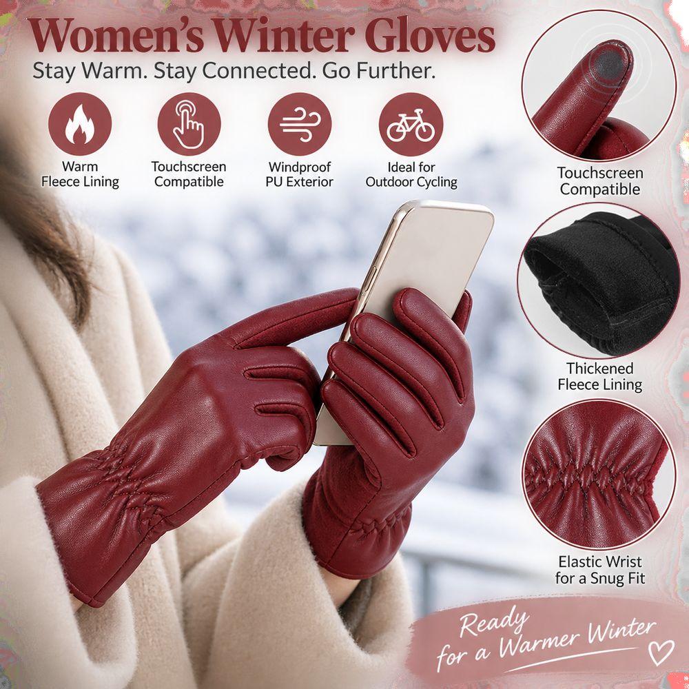 1pair Fleece Lined Winter Gloves Windproof Cycling Gloves Gifts Touchscreen Gloves Cold Weather