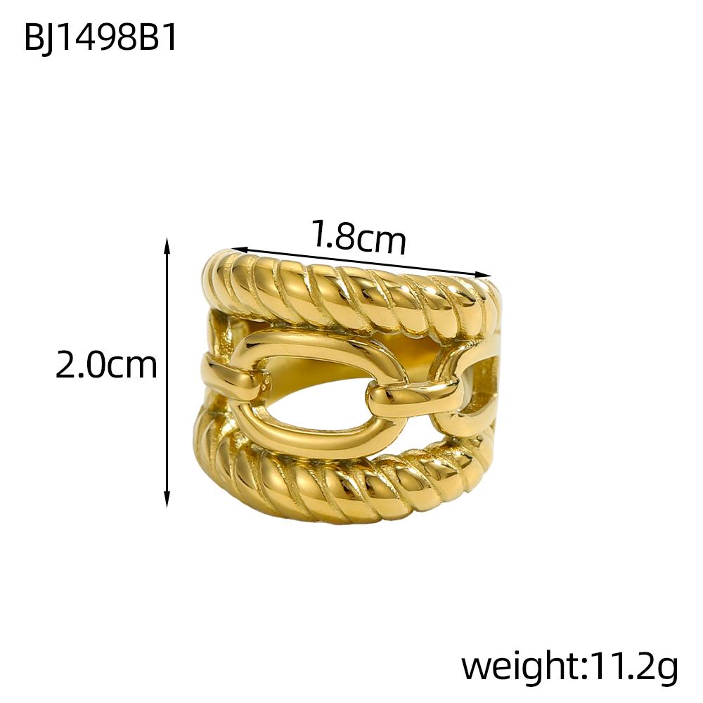 CARLIDANA New Chunky Rings Waterproof Non Tarnish Chunky Heart Stainless Steel Big Gold Plated Open Geometric Rings for Women