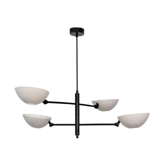 4-flammiger Anhänger Mid Century Modern Rohmessing Sputnik Kronleuchter Leuchte