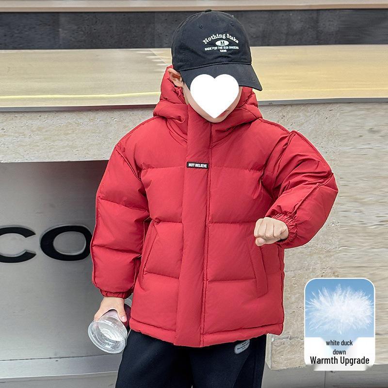 

2025 Children s Thickened Winter Down Jacket - Cute & Trendy White Duck Down for Baby Boys 140 cm червоний