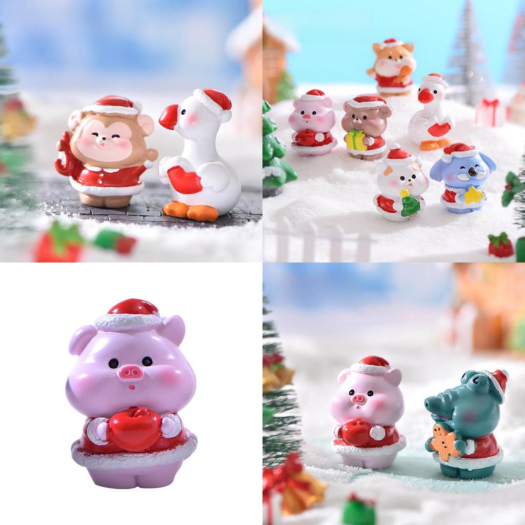 Cute Resin Christmas Animal Figurines For Diy Snow Scenery Craft And Gifts