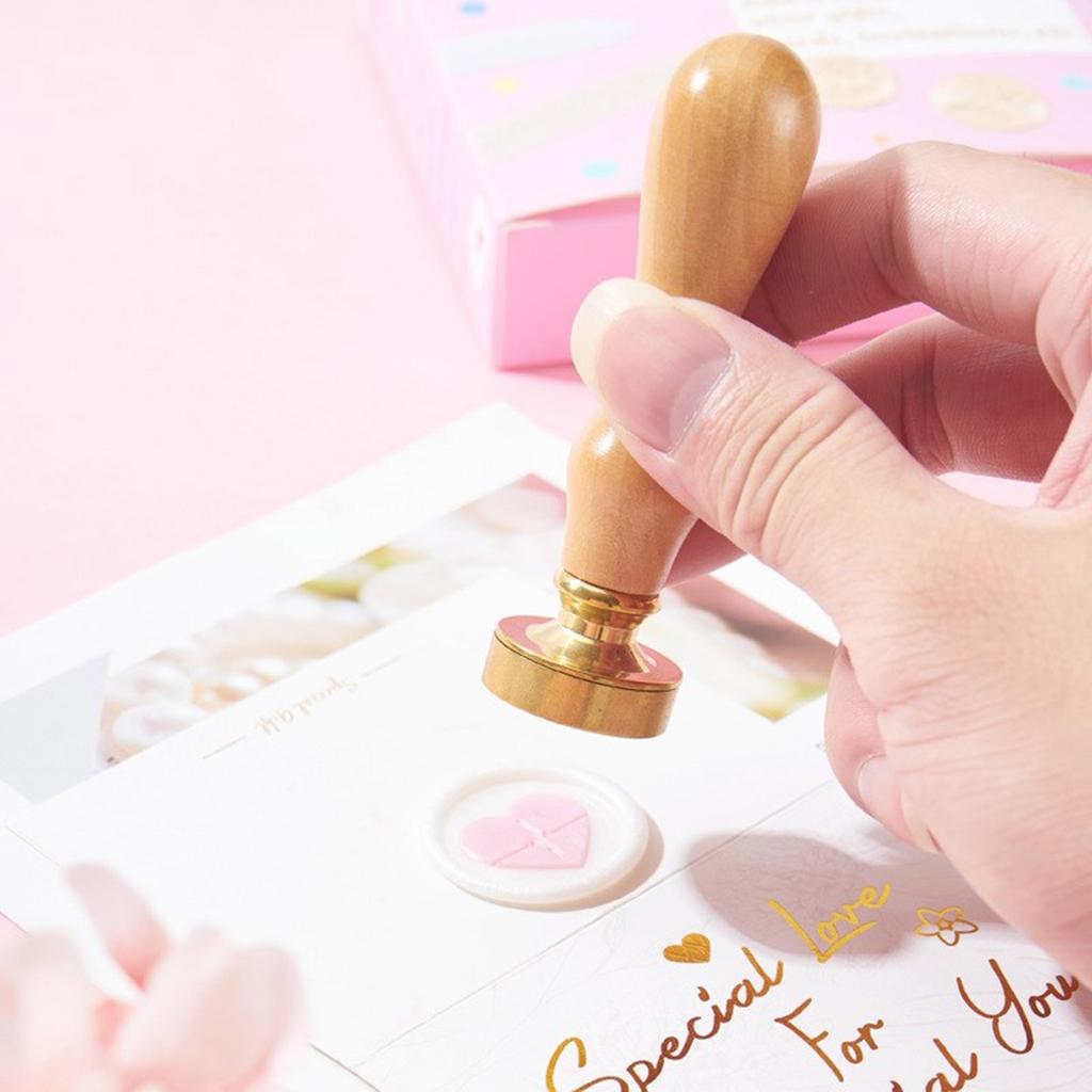 Vintage Seal Stamp Set for Seal Envelope Invitation Scrapbooking With Wood Handle Replaceable Stamp Head Seal Sticks