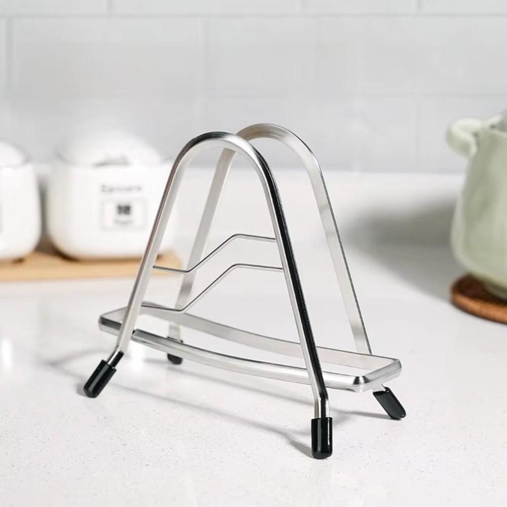 Multi-functional Pot Lid Holder Simple Style Stainless Steel Board Stand Integrated Structure Durable Countertop Organizer