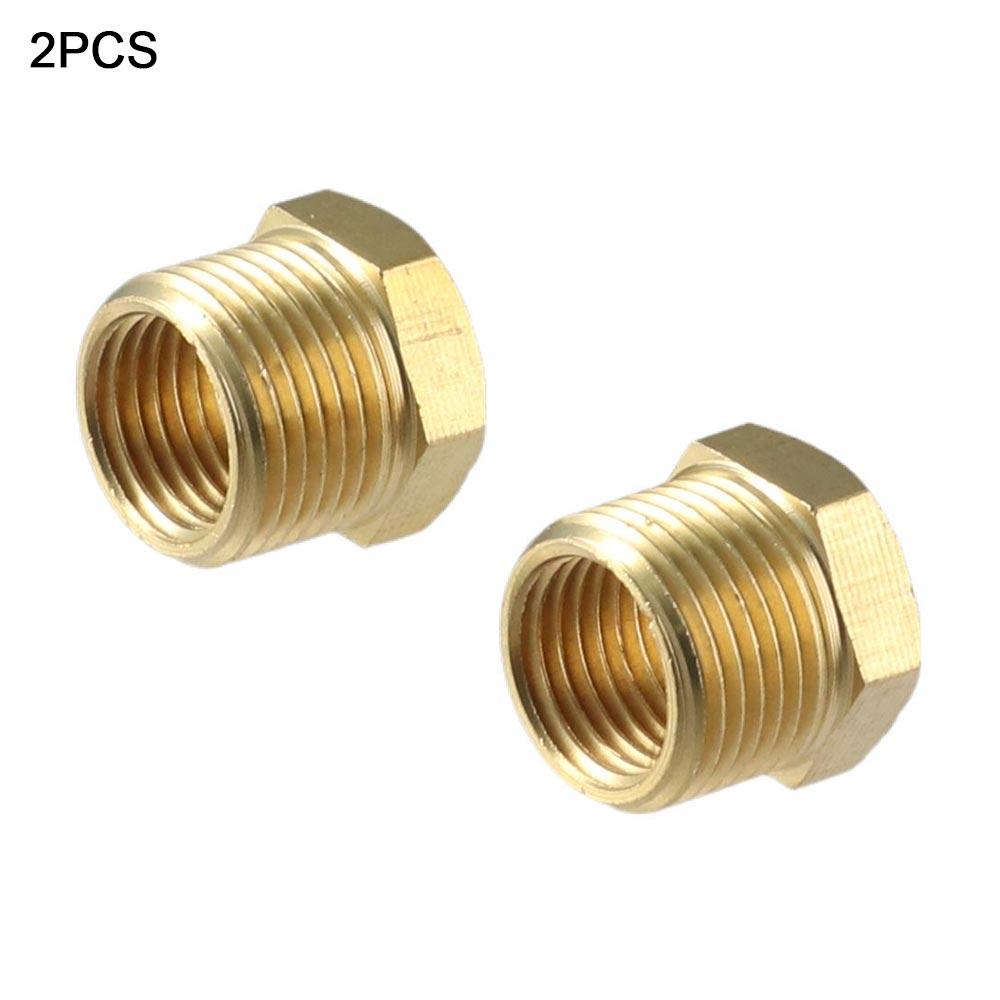 2 Stück Messingrohrfitting Sechskantbuchse, 3/8" NPT Außengewinde auf 1/4" NPT Innengewinde Reduzierbuchse Messingrohrfitting Reduzierstück Adapter