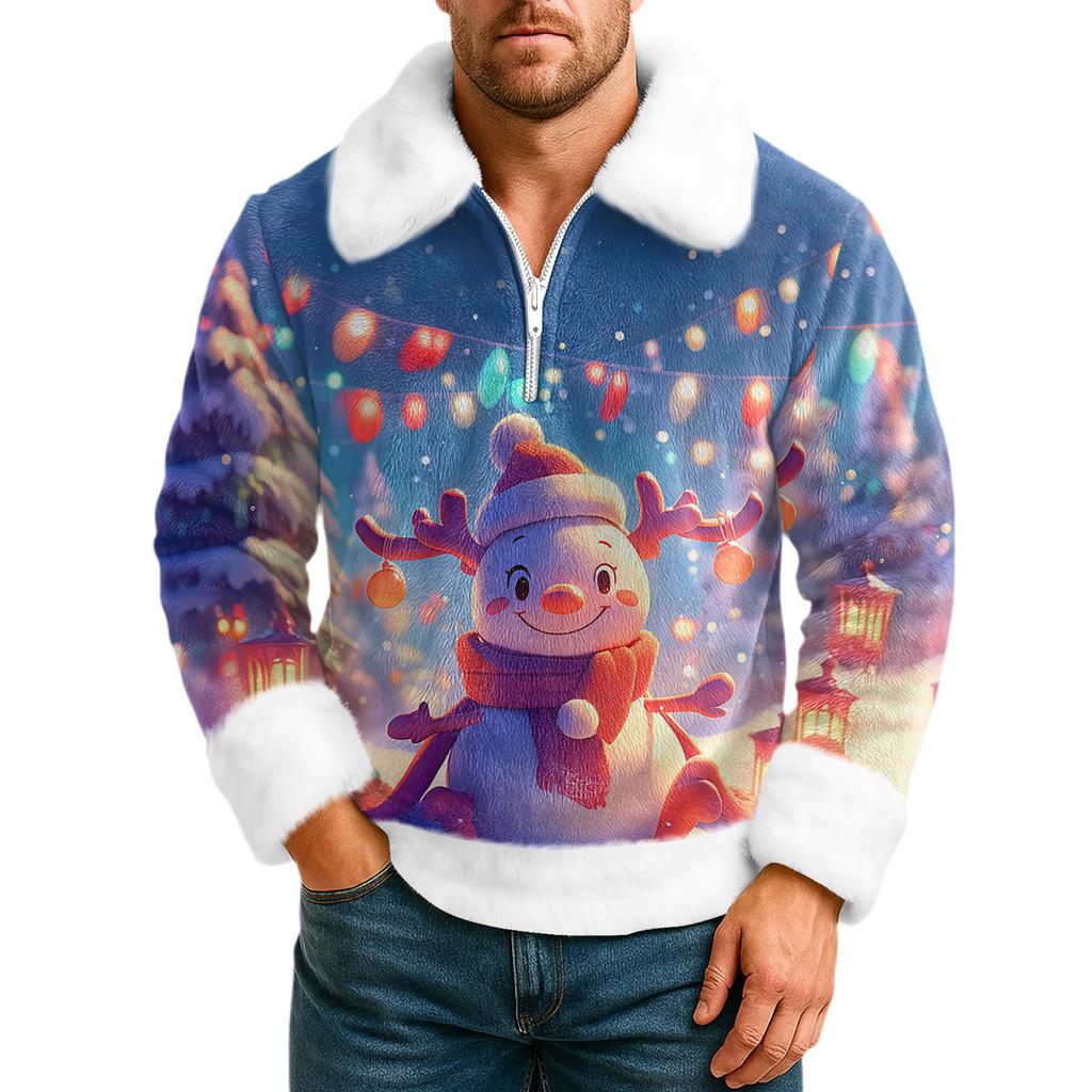 Men's Leisure Half Zipper Flip Collar Hoodie