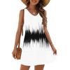 Women's Fashion Casual Summer Cupless Bag V-neck Vintage Color Block Stitching Print Dress Beach Sundress