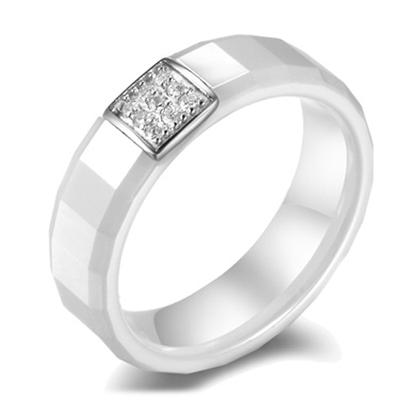 Silver Ring 'Sissi' White Ceramic Silver (rhodium) - 6 Mm