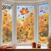 Removable Autumn Party Fall Harvest Maple Static Pumpkin Supplies 5Pcs Window Clings Stickers Easy Apply Decorations Glue-Free Decor for