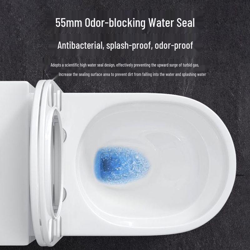 Compact High-Flush Silent Toilet with Swirl Siphon and Deodorant Seat