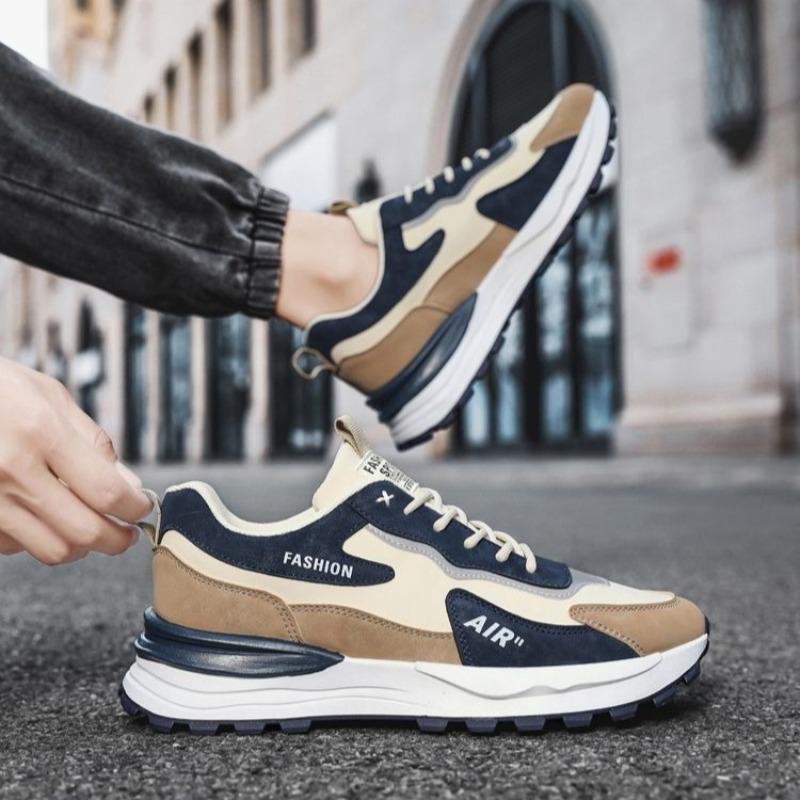 Men's Casual Sports Shoes Rubber Sport Running Shoes Lace-up Platform Sneakers for Men Tennis Training Shoe Leather Men Sneakers