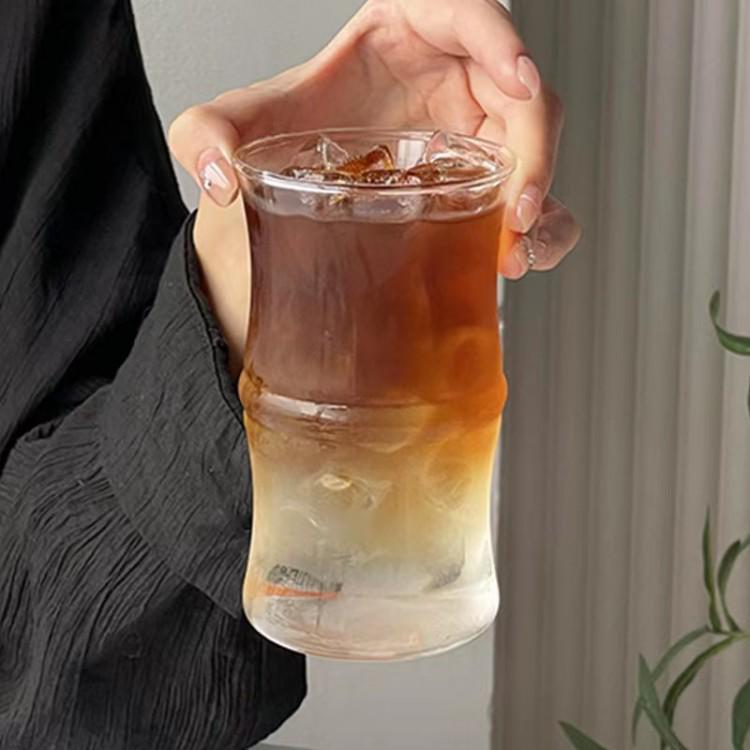 Bamboo Joint High-Temperature Resistant Borosilicate Glass Cup for Iced Americano or Latte