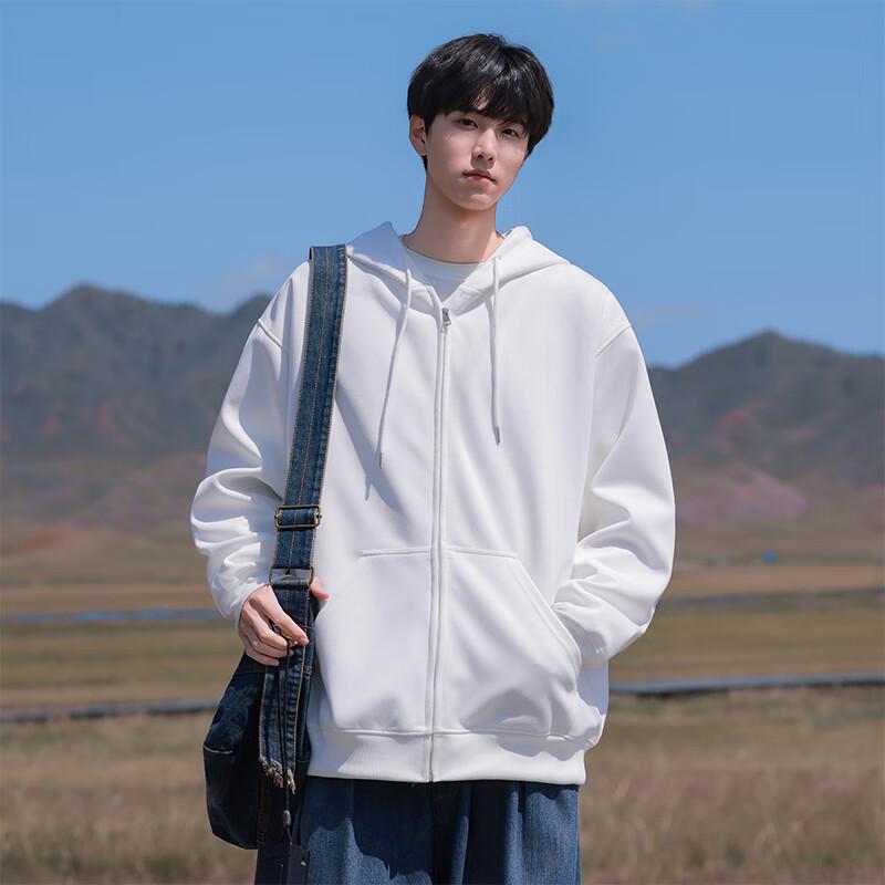 VUUG Men's Oversized American Retro Hooded Zip-Up Hoodie