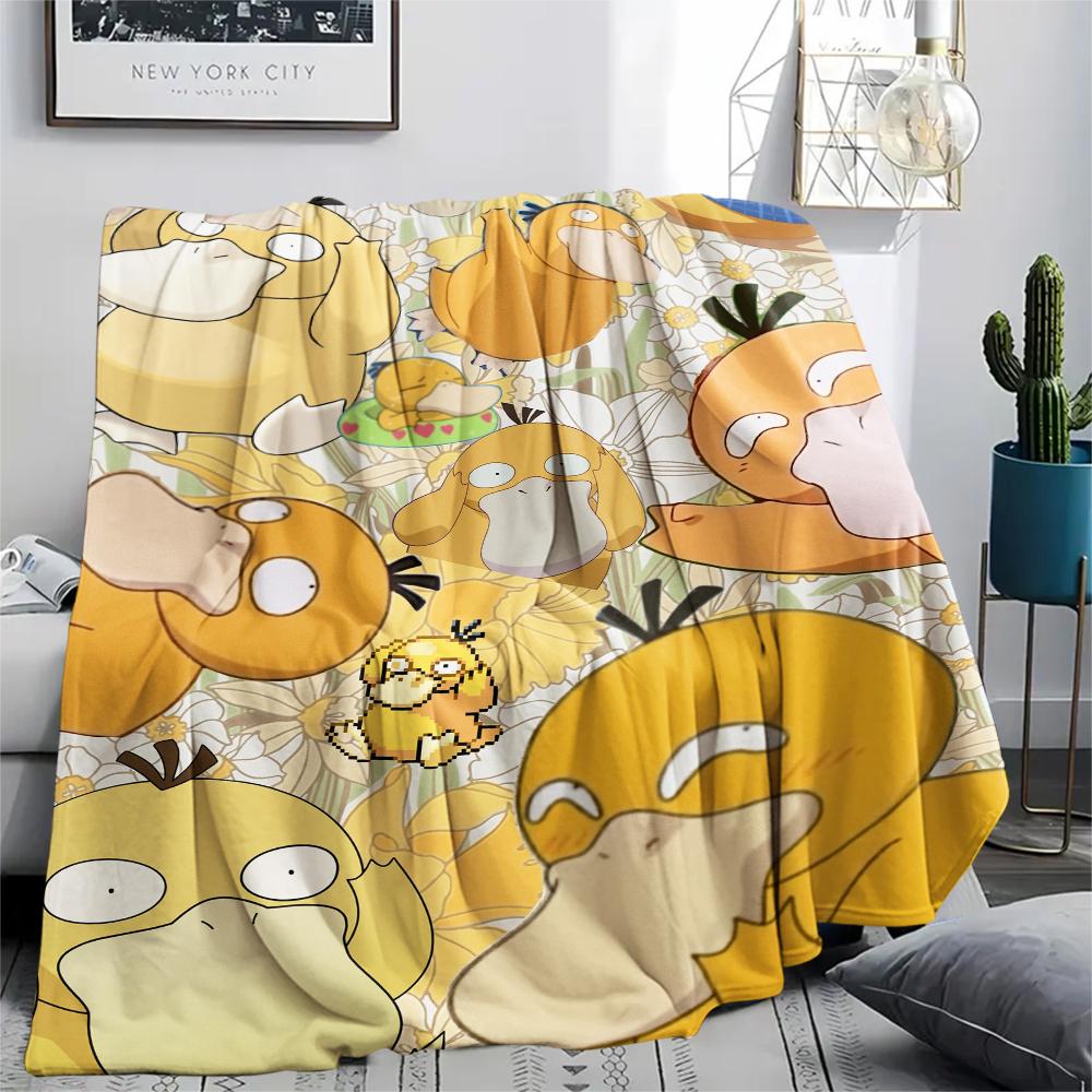 Pokémon Psyduck pattern Flannel Blanket, High quality Comfortable for All Seasons, Home Decor, Warmth and Comfort, Perfect for Gifts.