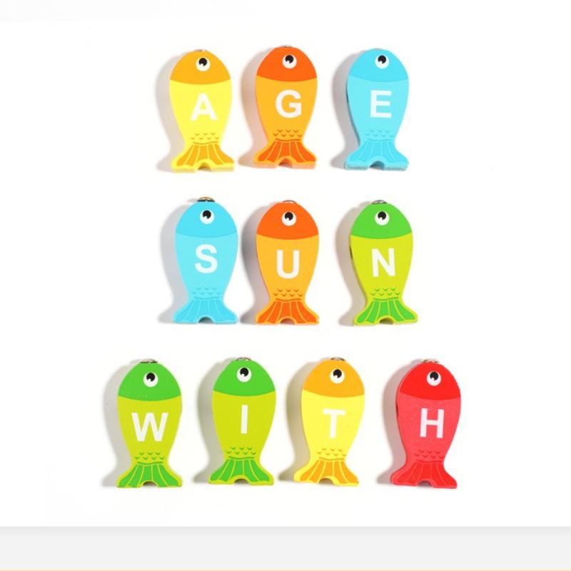 Wooden Children Fishing Toys Montessori Early Education Toys Kids Ability Training Game Toddler Number Alphabet Early Learning