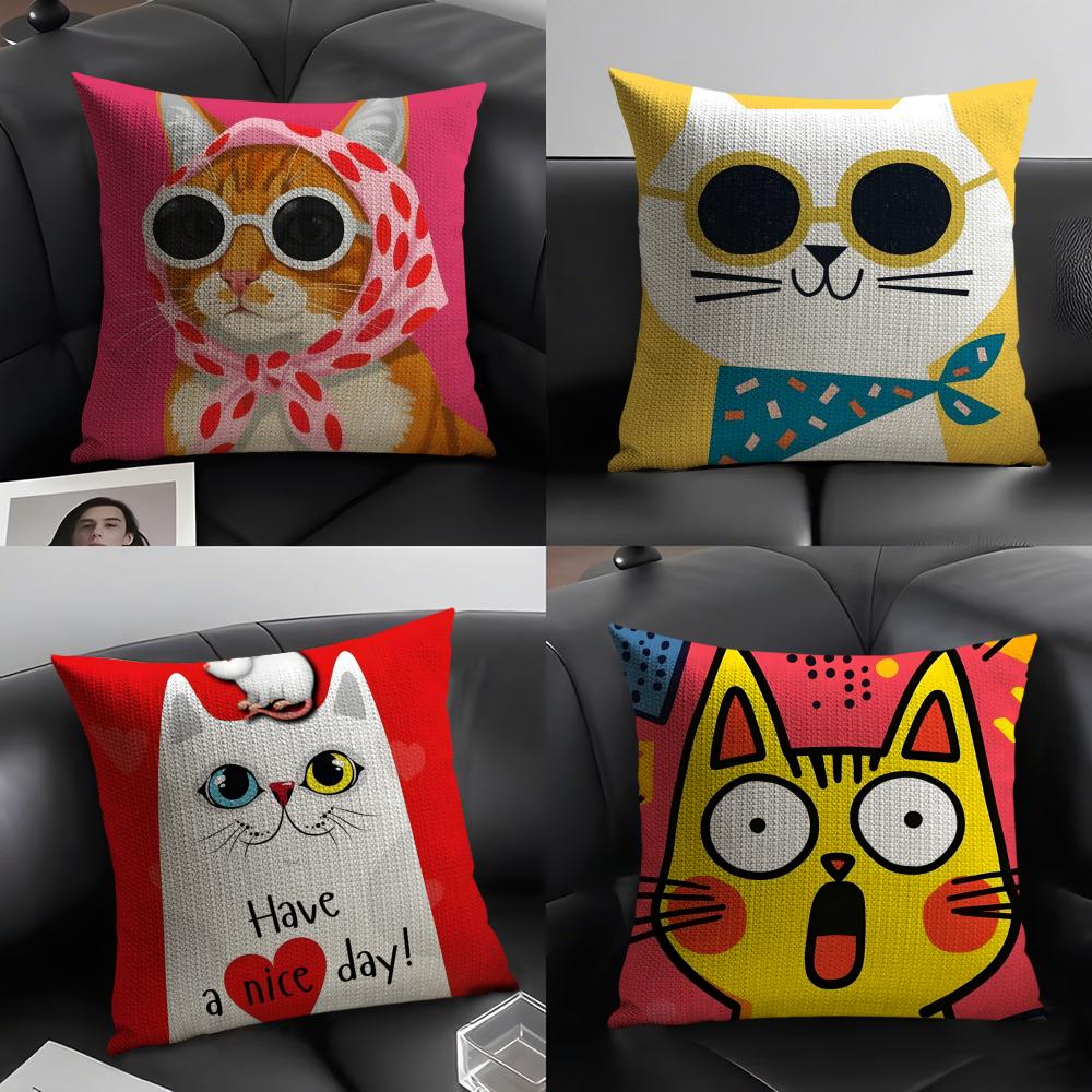 Funny And Surprising Cat Patterns Pillow Case Home Living Room Decoration Linen Pillowcover Pillow Cases Cushion Cover