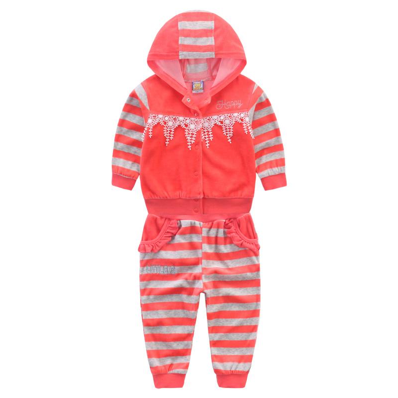 Newborn Girlss Infant Clothing Velvet Winter Spring Long Sleeve Trousers Set With Hat Buttons Embroidered Hot Drilling Lace Edge Kidswear Aapparel