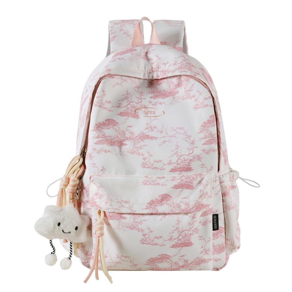 Schoolbag High-value National Style Ink Backpack Simple and Trendy Campus Style Student Schoolbag Large Capacity Lightweight Burden-reducing Backpack
